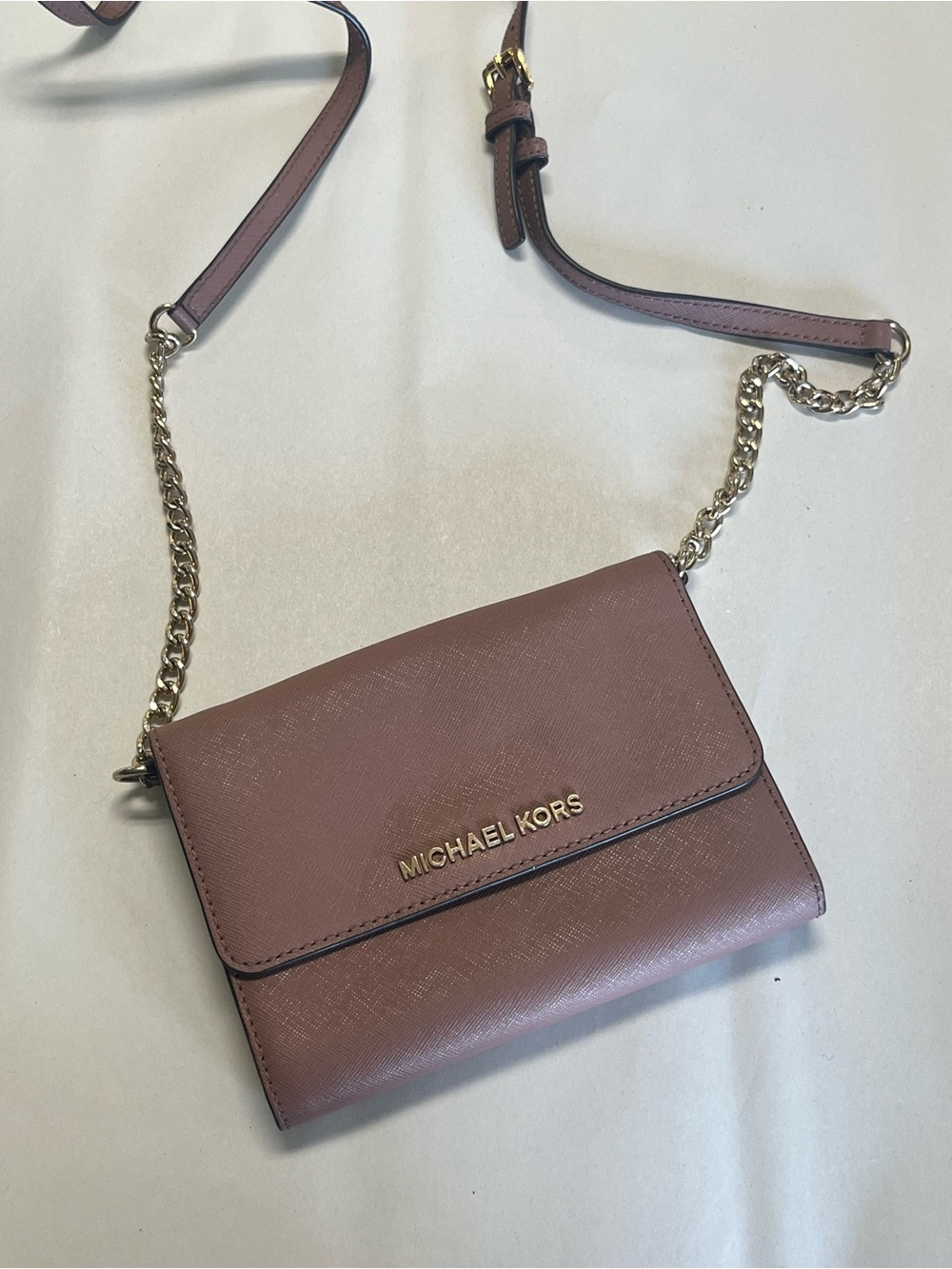 Michael Kors Mauve Pink Crossbody with Gold Hardware